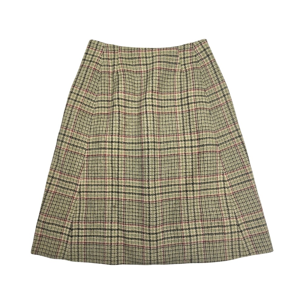 The Villager Vintage 60s Green Plaid Skirt Wool Blend A-Line School Girl Madmen